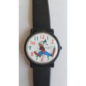 DISNEY GOOFY Vtg LORUS Watch with White Dial, Red and Green Numbers, New Battery